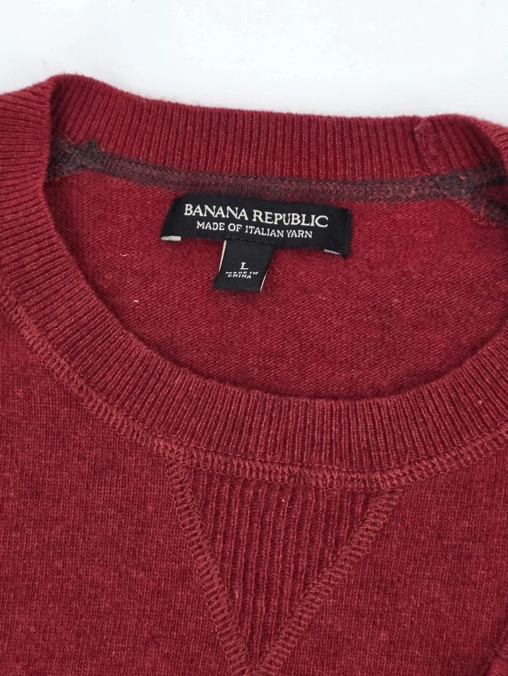 Banana Republic Red Crew Neck Pullover Sweater Merino Wool Blend Men's Large L